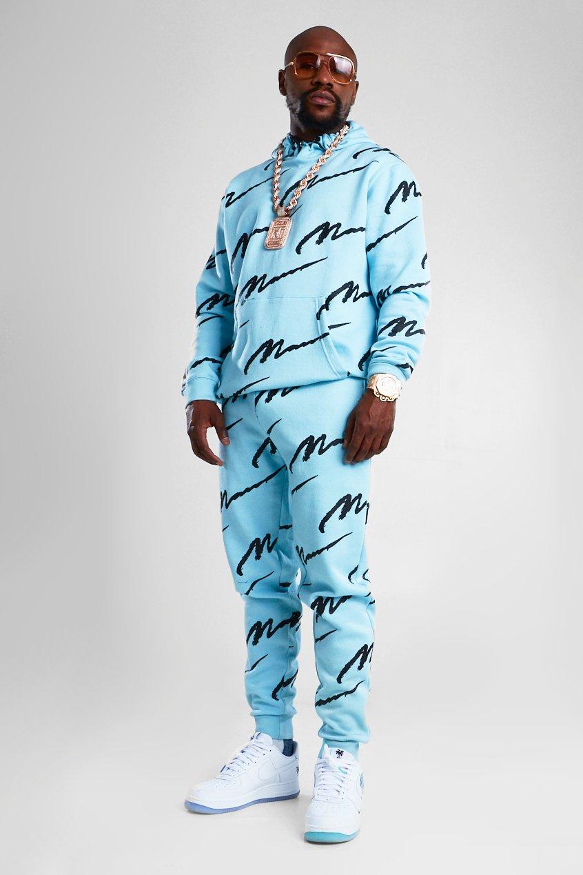 Boohooman cheap blue tracksuit